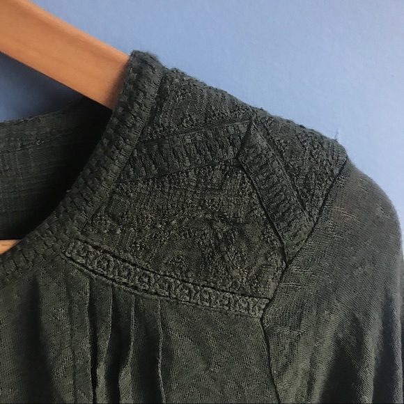 Lucky Brand Lace Up Olive Green Blouse - Picture 5 of 5